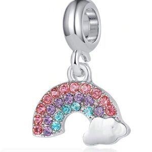 Charm-Bracelet Zinc Alloy Cloud Rhinestone Rainbow Pendent/Charm nwt